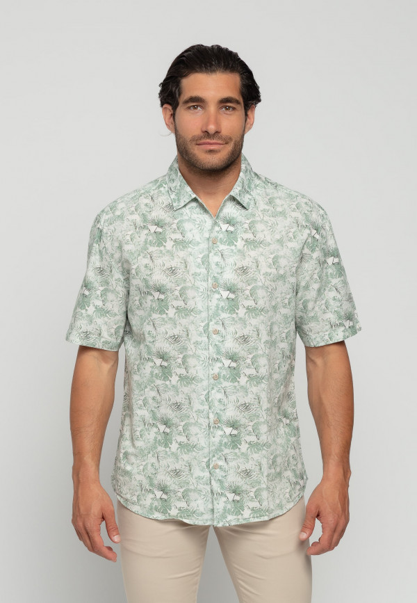 ΚΟΝΤΟΜΑΝΙΚΟ ΠΟΥΚΑΜΙΣΟ ALLOVER PRINTED FLORAL LINEN BLEND
