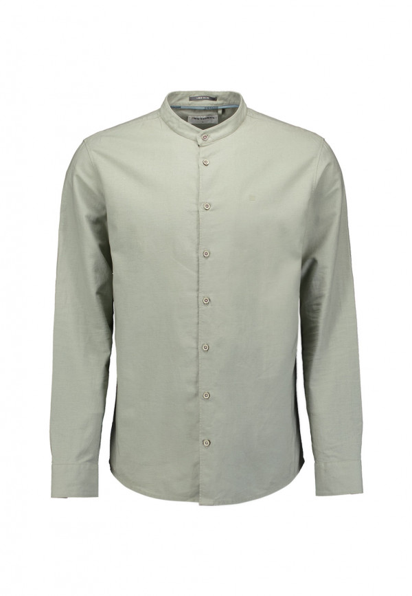 ΜΟΝΟΧΡΩΜΟ MAKPYMANIKO ΠΟΥΚΑΜΙΣΟ GRANDDAD COLLAR LINEN BLEND