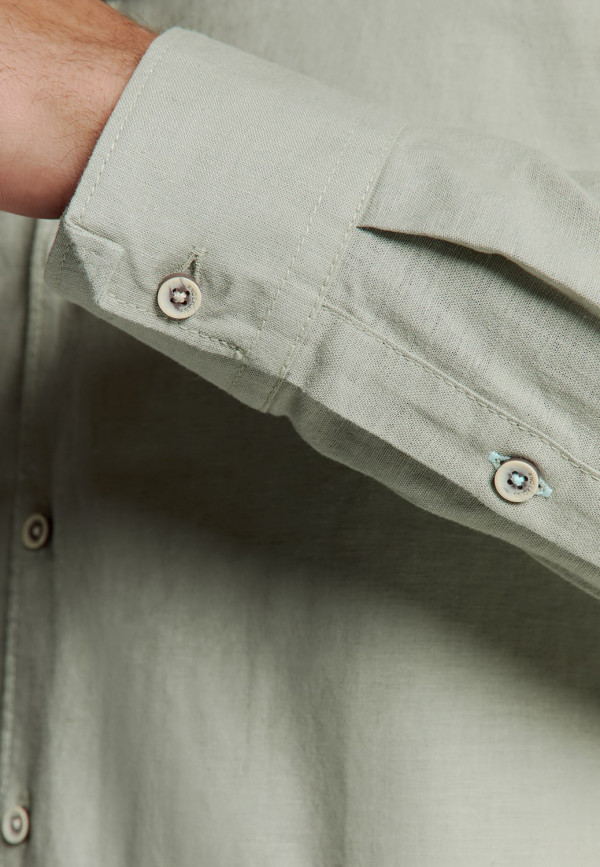 ΜΟΝΟΧΡΩΜΟ MAKPYMANIKO ΠΟΥΚΑΜΙΣΟ GRANDDAD COLLAR LINEN BLEND