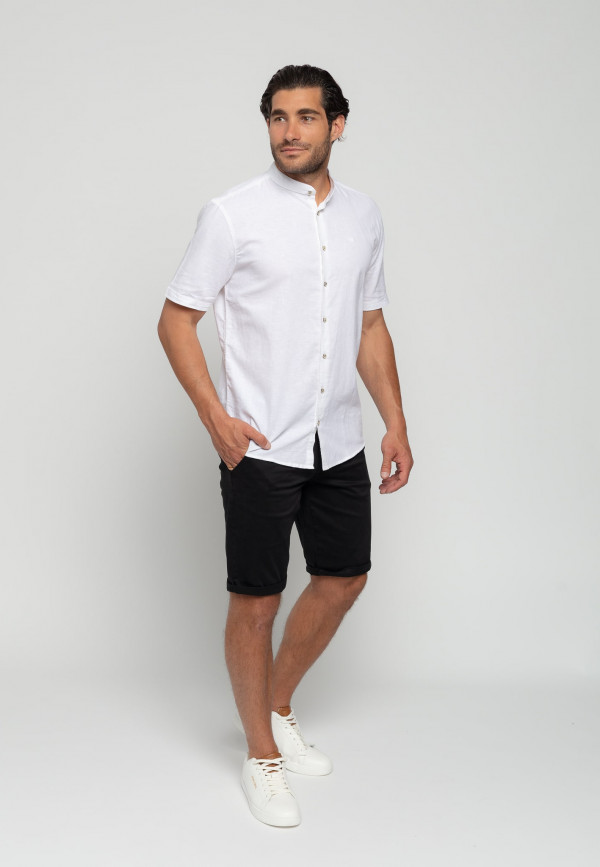 ΜΟΝΟΧΡΩΜΟ ΚΟΝΤΟΜΑΝΙΚΟ ΠΟΥΚΑΜΙΣΟ GRANDDAD COLLAR LINEN BLEND