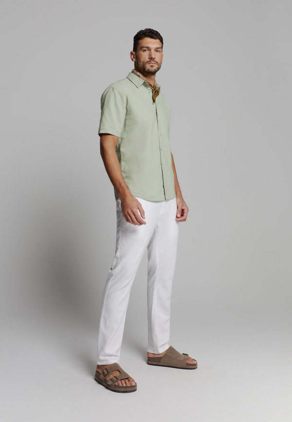 ΜΟΝΟΧΡΩΜΟ ΚΟΝΤΟΜΑΝΙΚΟ ΠΟΥΚΑΜΙΣΟ LINEN BLEND