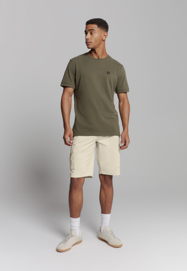 ΒΕΡΜΟΥΔΑ CARGO GARMENT DYED STRETCH STONE WASHED ΕLASTIC WAISTBAND
