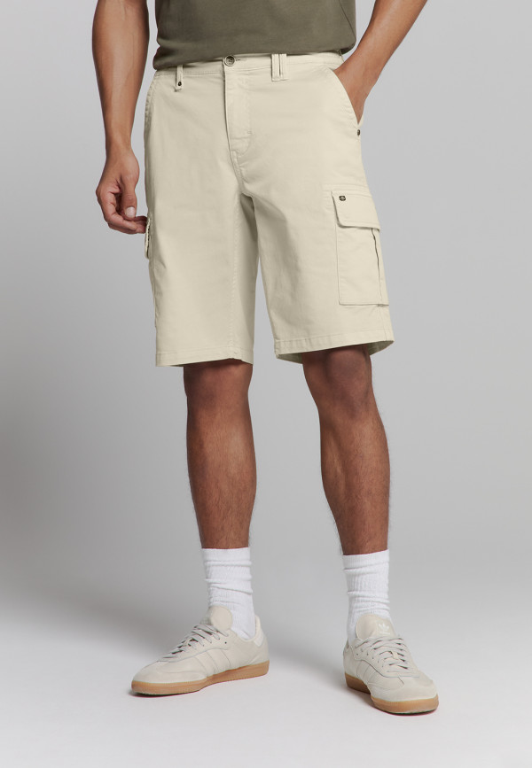 ΒΕΡΜΟΥΔΑ CARGO GARMENT DYED STRETCH STONE WASHED ΕLASTIC WAISTBAND