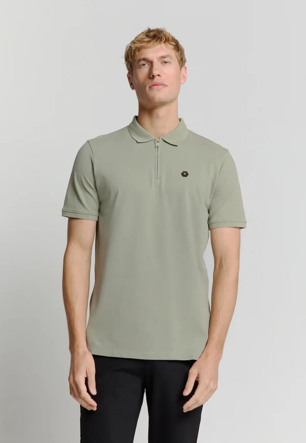 POLO ZIP PIQUE GARMENT DYED