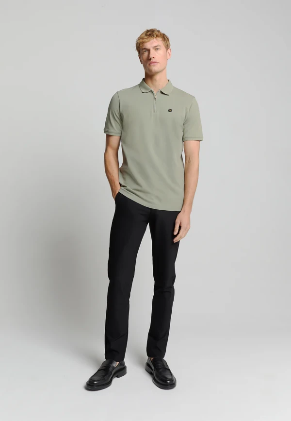 POLO ZIP PIQUE GARMENT DYED