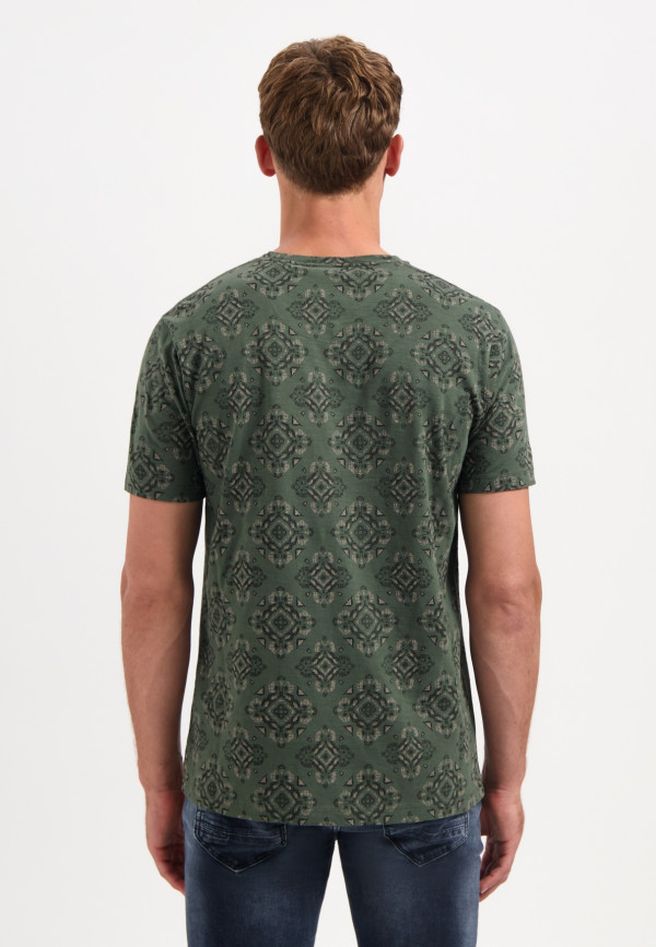 T-SHIRT CREWNECK ALLOVER PRINTED GARMENT DYED SLUB