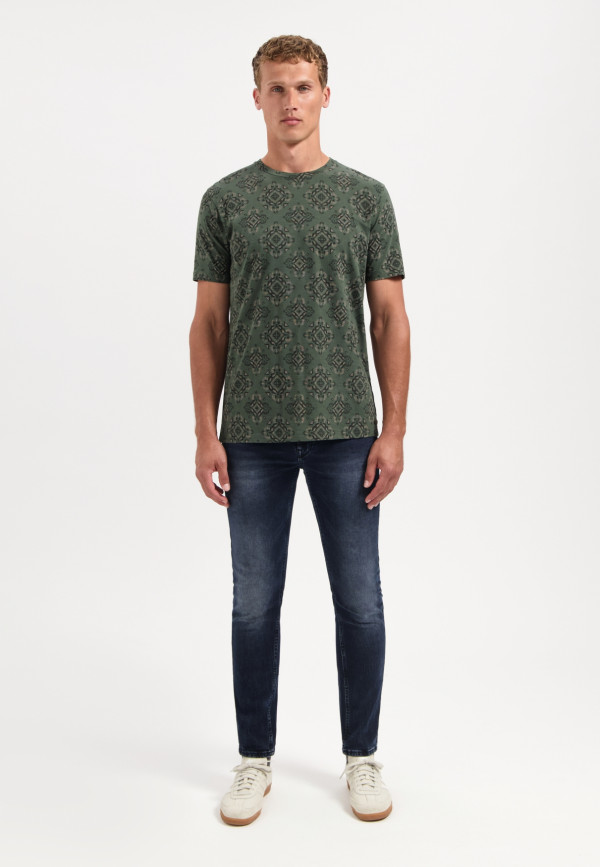 T-SHIRT CREWNECK ALLOVER PRINTED GARMENT DYED SLUB