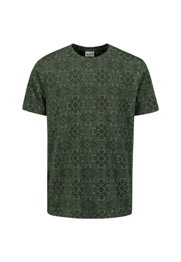 T-SHIRT CREWNECK ALLOVER PRINTED GARMENT DYED SLUB