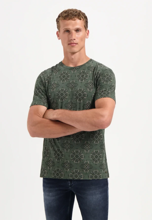 T-SHIRT CREWNECK ALLOVER PRINTED GARMENT DYED SLUB
