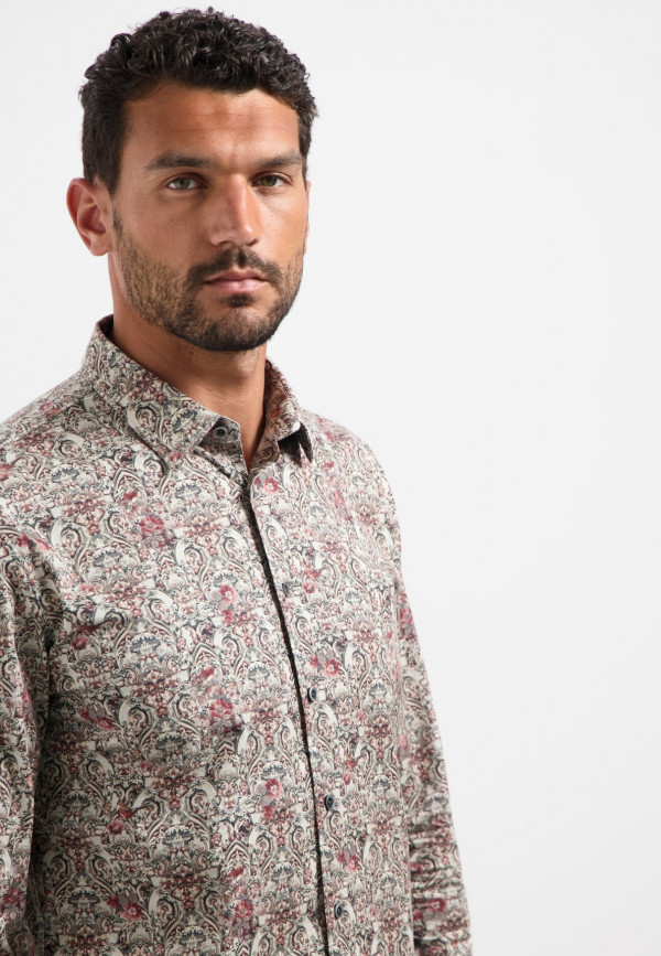 ΜΑΚΡΥΜΑΝΙΚΟ ΠΟΥΚΑΜΙΣΟ STRETCH ALL OVER PRINTED