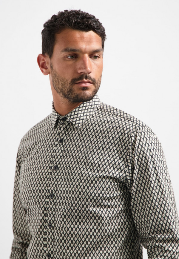 ΜΑΚΡΥΜΑΝΙΚΟ ΠΟΥΚΑΜΙΣΟ STRETCH ALL OVER PRINTED