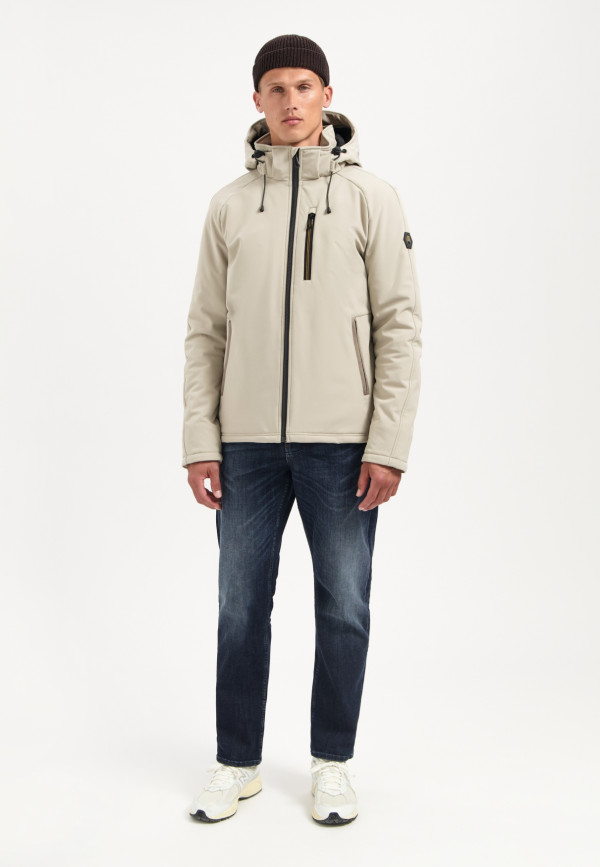 WATER REPELLENT ΜΠΟΥΦΑΝ SHORT FIT DETACHABLE HOOD SOFTSHELL STRETCH