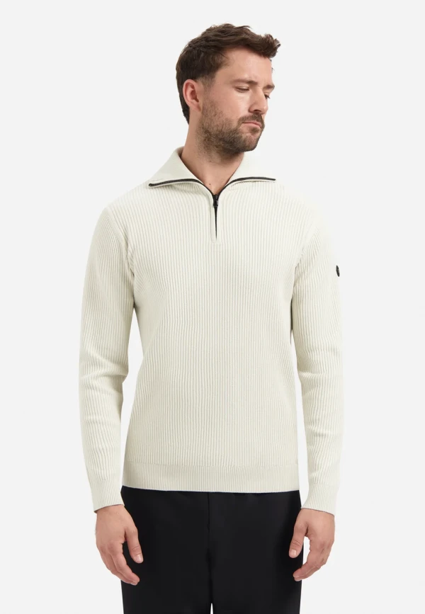 ΠΛΕΚΤO HALF ZIP WING COLLAR TUCK STITCH