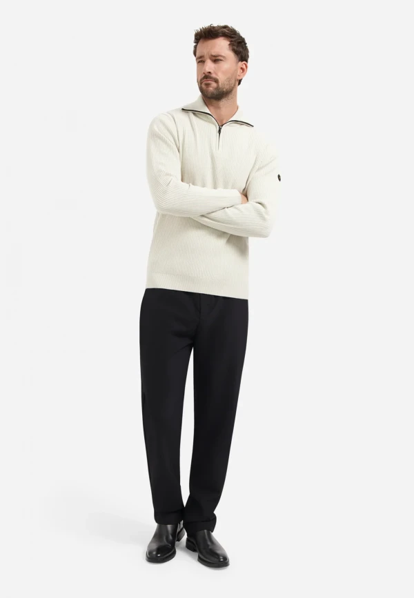 ΠΛΕΚΤO HALF ZIP WING COLLAR TUCK STITCH