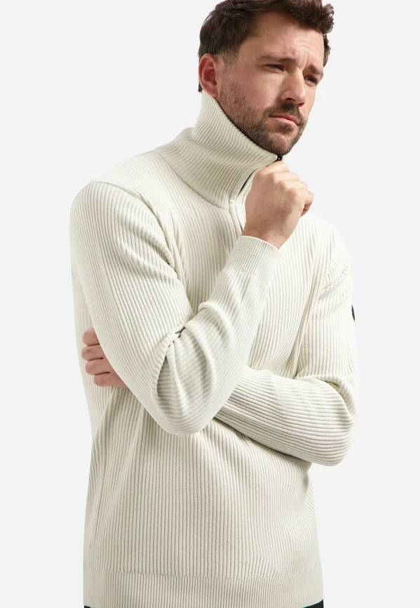 ΠΛΕΚΤO HALF ZIP WING COLLAR TUCK STITCH