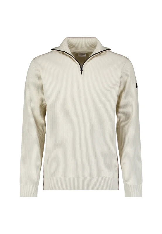 ΠΛΕΚΤO HALF ZIP WING COLLAR TUCK STITCH