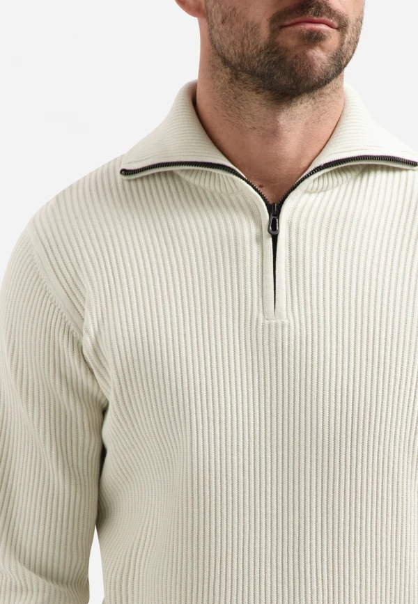 ΠΛΕΚΤO HALF ZIP WING COLLAR TUCK STITCH