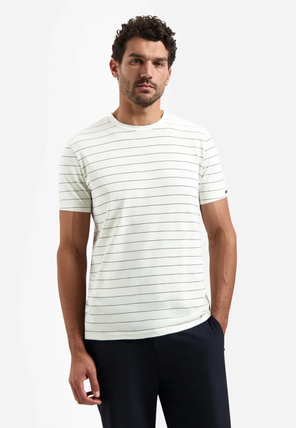 T-SHIRT CREWNECK PIN STRIPE GARMENT DYED