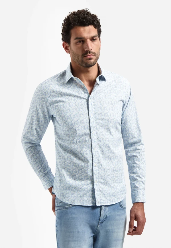 ΜΑΚΡΥΜΑΝΙΚΟ ΠΟΥΚΑΜΙΣΟ STRETCH ALL OVER PRINTED