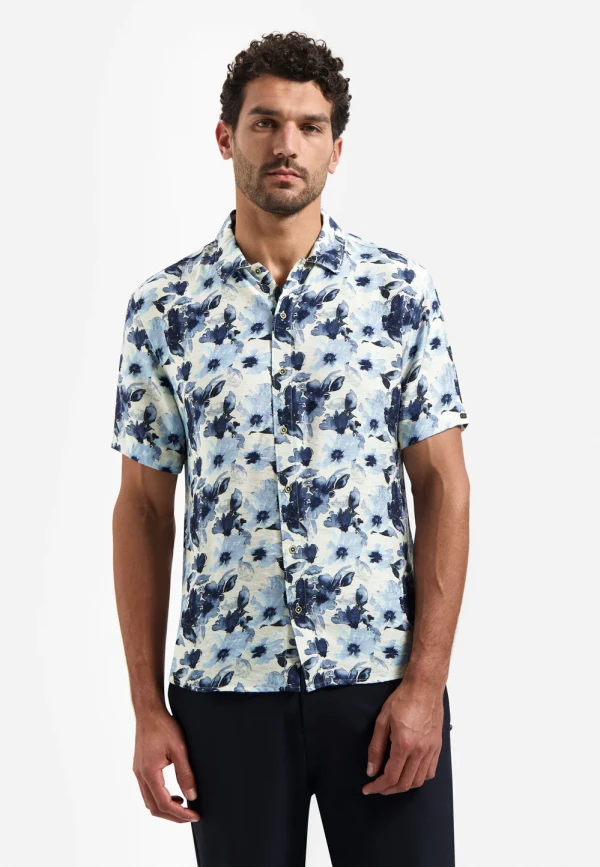KONTOMANIKO ΠΟΥΚΑΜΙΣΟ ALL OVER PRINTED VISCOSE TWILL