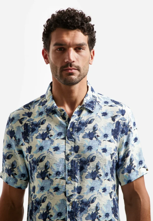 KONTOMANIKO ΠΟΥΚΑΜΙΣΟ ALL OVER PRINTED VISCOSE TWILL
