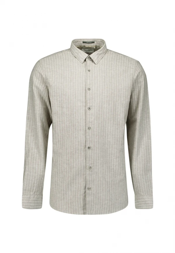 ΜΑΚΡΥΜΑΝΙΚΟ ΠΟΥΚΑΜΙΣΟ FINE STRIPES LINEN BLEND