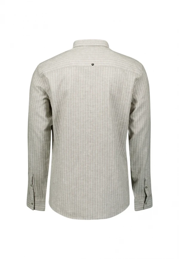ΜΑΚΡΥΜΑΝΙΚΟ ΠΟΥΚΑΜΙΣΟ FINE STRIPES LINEN BLEND