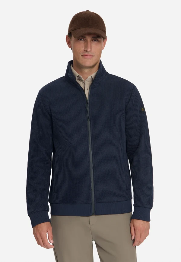 ZAKETA FULL ZIP STAND UP COLLAR BONDED KNIT