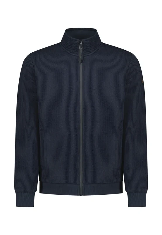 ZAKETA FULL ZIP STAND UP COLLAR BONDED KNIT