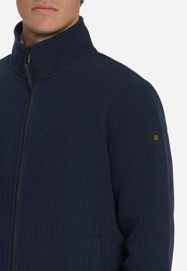 ZAKETA FULL ZIP STAND UP COLLAR BONDED KNIT