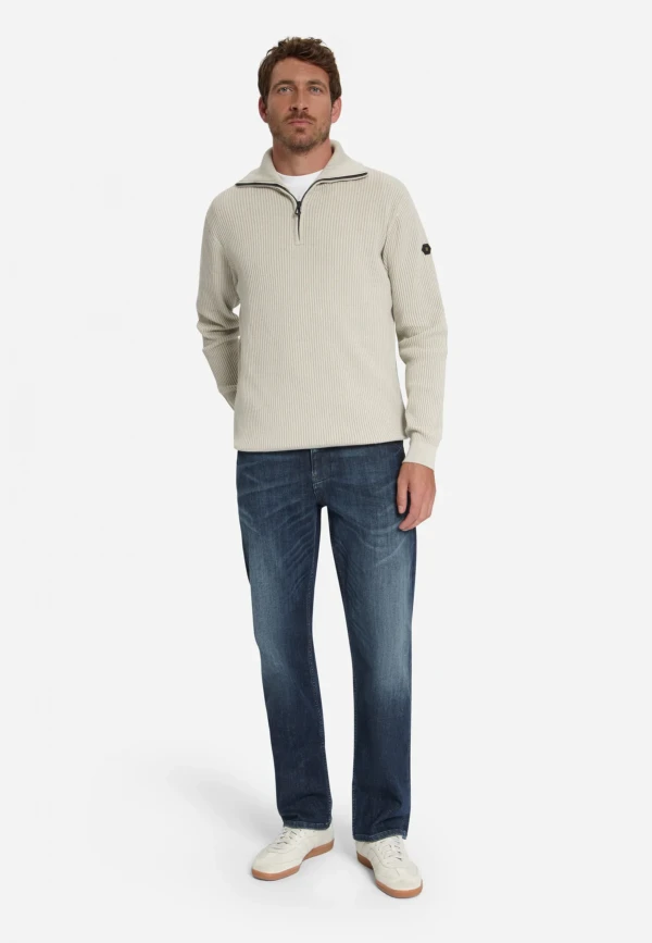 ΠΛΕΚΤΟ HALF ZIP WING COLLAR TUCK STITCH