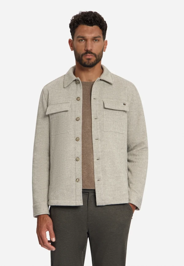 OVERSHIRT FULL BUTTON WOOL LOOK JACQUARD STRIPE