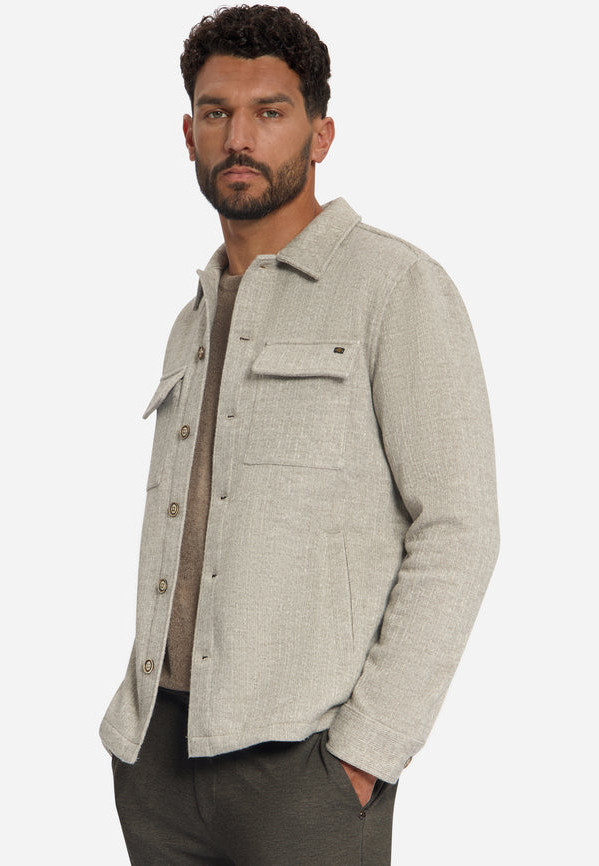 OVERSHIRT FULL BUTTON WOOL LOOK JACQUARD STRIPE