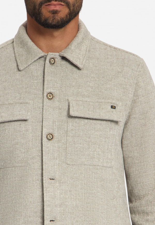 OVERSHIRT FULL BUTTON WOOL LOOK JACQUARD STRIPE
