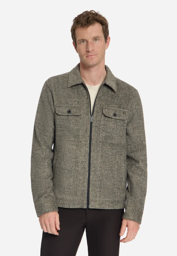 OVERSHIRT FULL ZIP MELANGE TWILL EFFECT WOOLBLEND
