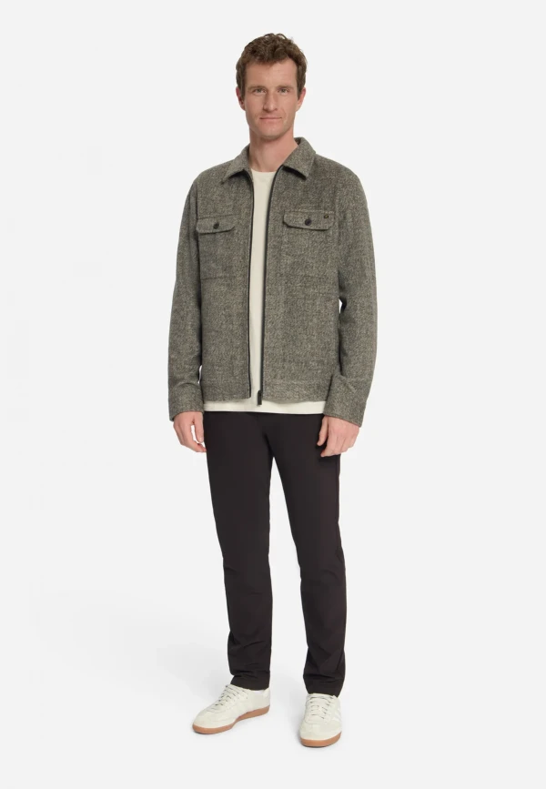 OVERSHIRT FULL ZIP MELANGE TWILL EFFECT WOOLBLEND