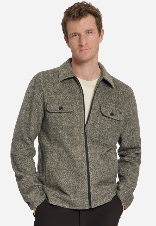 OVERSHIRT FULL ZIP MELANGE TWILL EFFECT WOOLBLEND