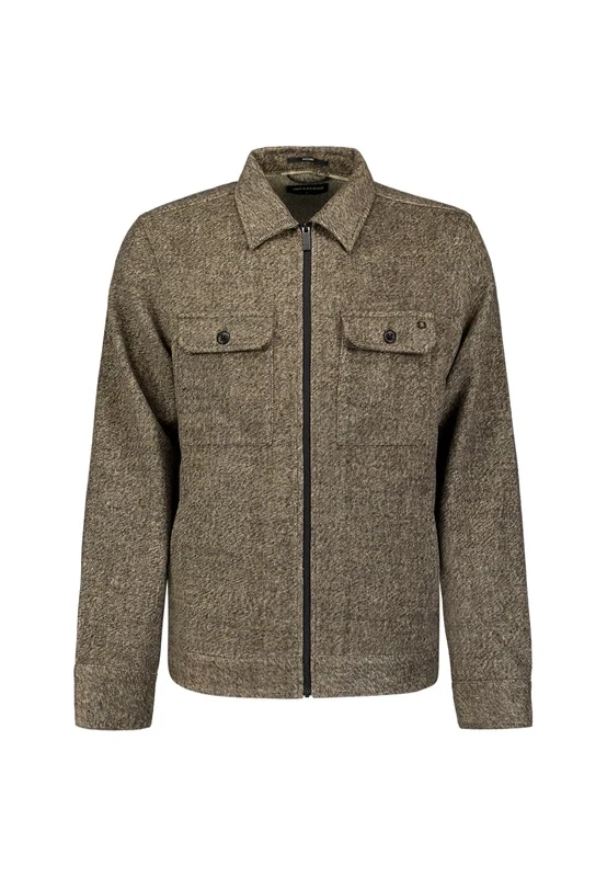OVERSHIRT FULL ZIP MELANGE TWILL EFFECT WOOLBLEND