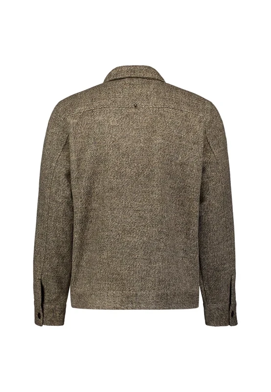 OVERSHIRT FULL ZIP MELANGE TWILL EFFECT WOOLBLEND