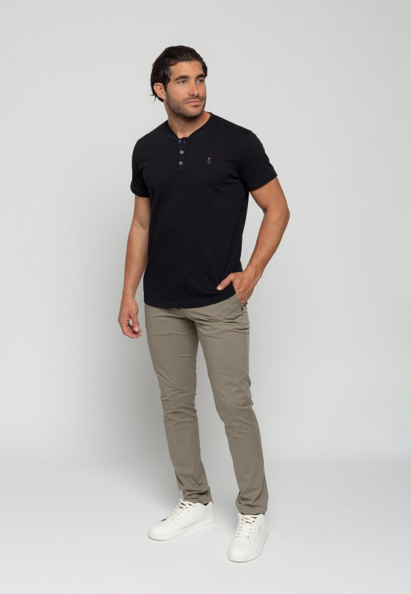 COTTON SLUB YARN GARMENT DYED T-SHIRT GRANDDAD