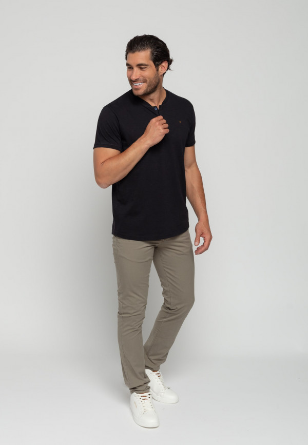 COTTON SLUB YARN GARMENT DYED T-SHIRT GRANDDAD