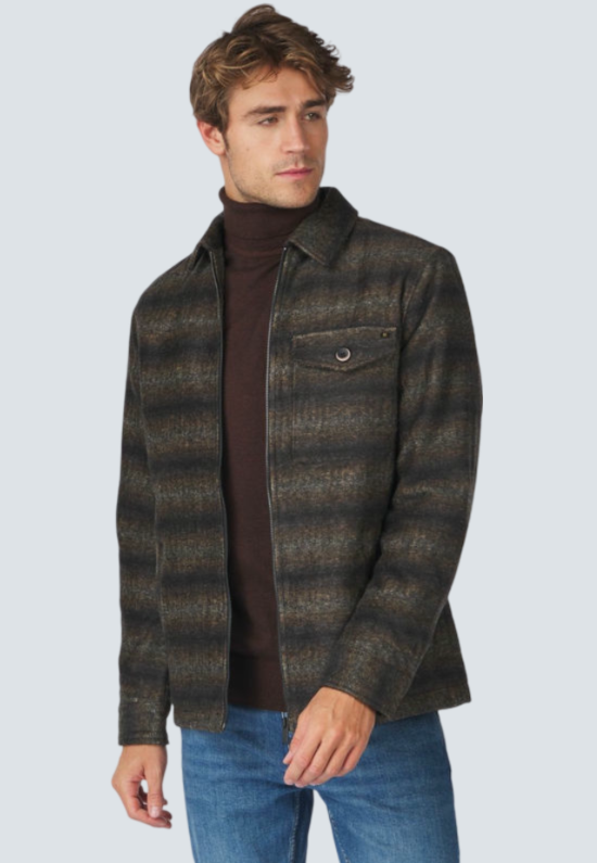 OVERSHIRT ZIPPER CLOSURE STRIPE JACQUARD