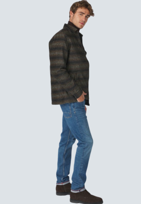 OVERSHIRT ZIPPER CLOSURE STRIPE JACQUARD