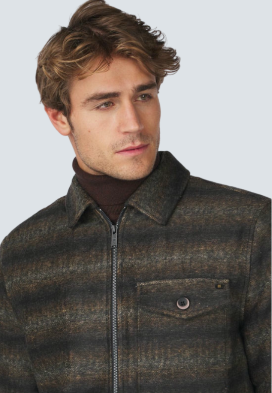 OVERSHIRT ZIPPER CLOSURE STRIPE JACQUARD