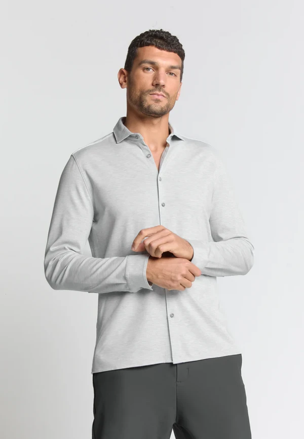 ΜΑΚΡΥΜΑΝΙΚΟ JERSEY MELANGE STRETCH ΠΟΥΚΑΜΙΣΟ