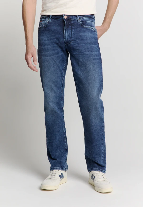 RELAXED FIT STONE USED DENIM DARK BLUE