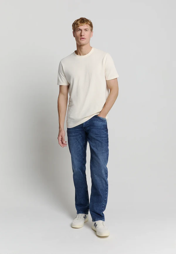 RELAXED FIT STONE USED DENIM DARK BLUE