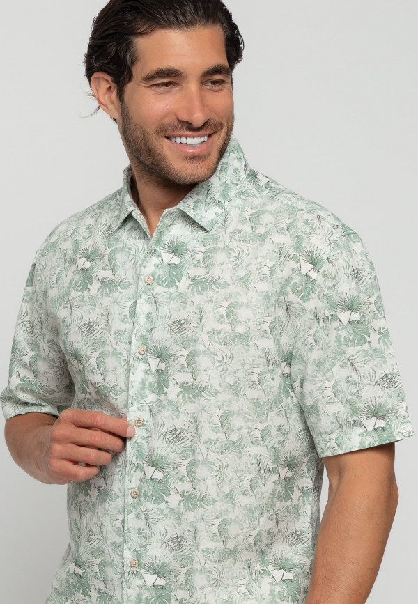 ΚΟΝΤΟΜΑΝΙΚΟ ΠΟΥΚΑΜΙΣΟ ALLOVER PRINTED FLORAL LINEN BLEND